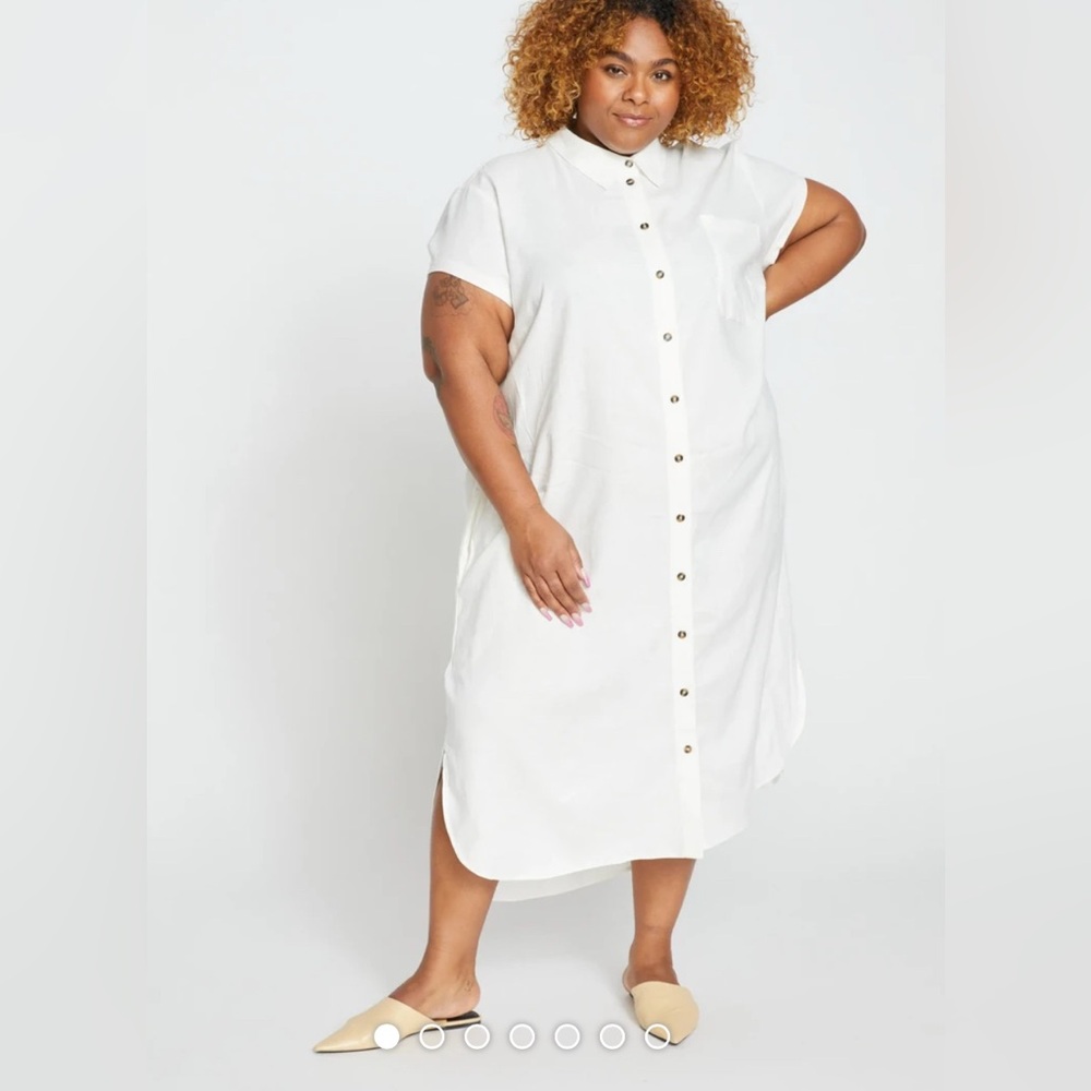 Universal Standard Dune Linen Dress White M (18/20) NWT